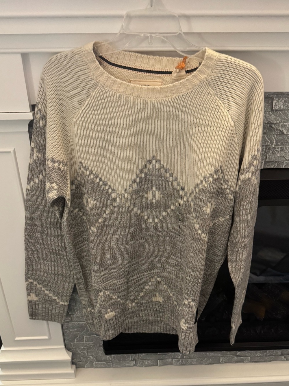 Weatherproof Vintage Men's Geometric/Fair Isle/Nordic Crewneck/Sweater grey/cr
